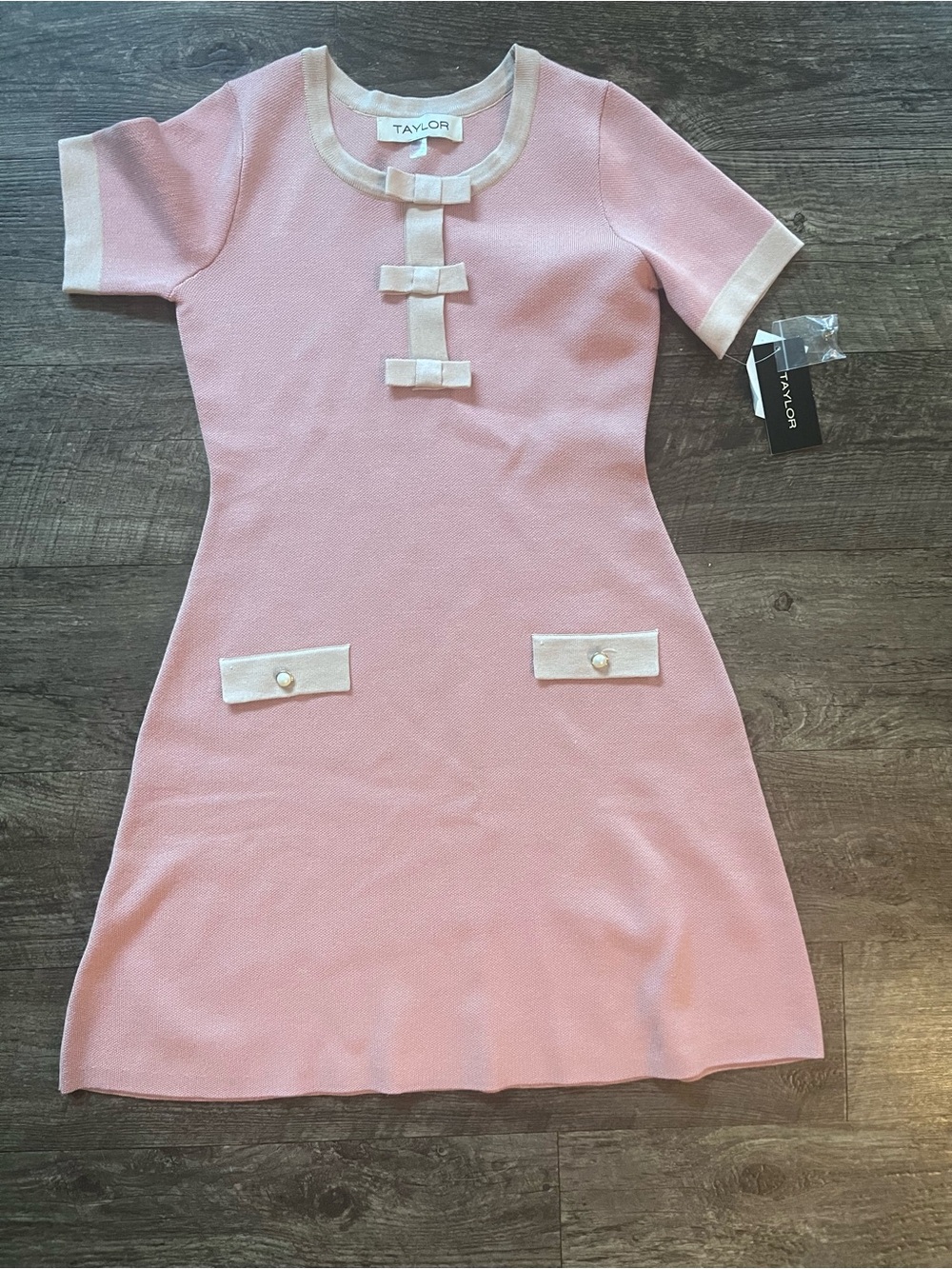 NEW pink bow dress knit Taylor sz small - Picture 4 of 4